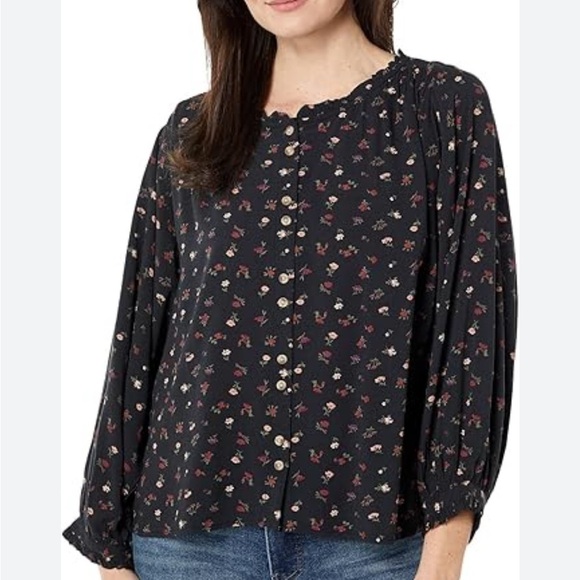 LUCKY BRAND • Women’s Modal Printed Floral Long Sleeve Button Up Blouse Size L - Picture 1 of 7